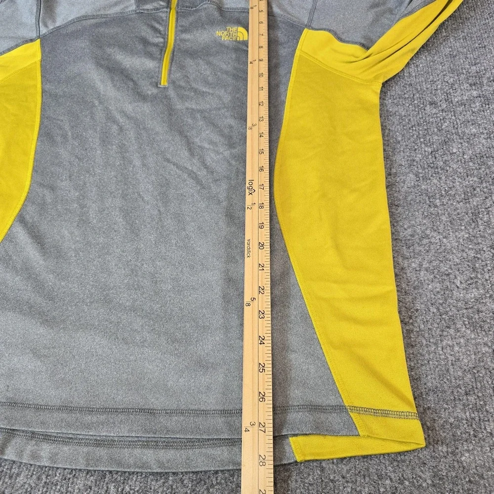 The North Face Pullover Shirt Mens Large Gray Yellow 1/4 Zip Hiking Long Sleeve